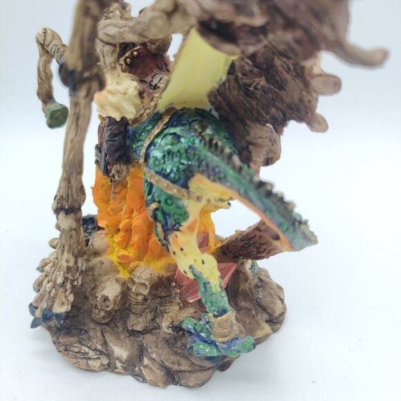 Fantasy Skeleton Bone Dragon Undead Rider Figurine Sculpture Mythical Mediaval - Picture 4 of 12
